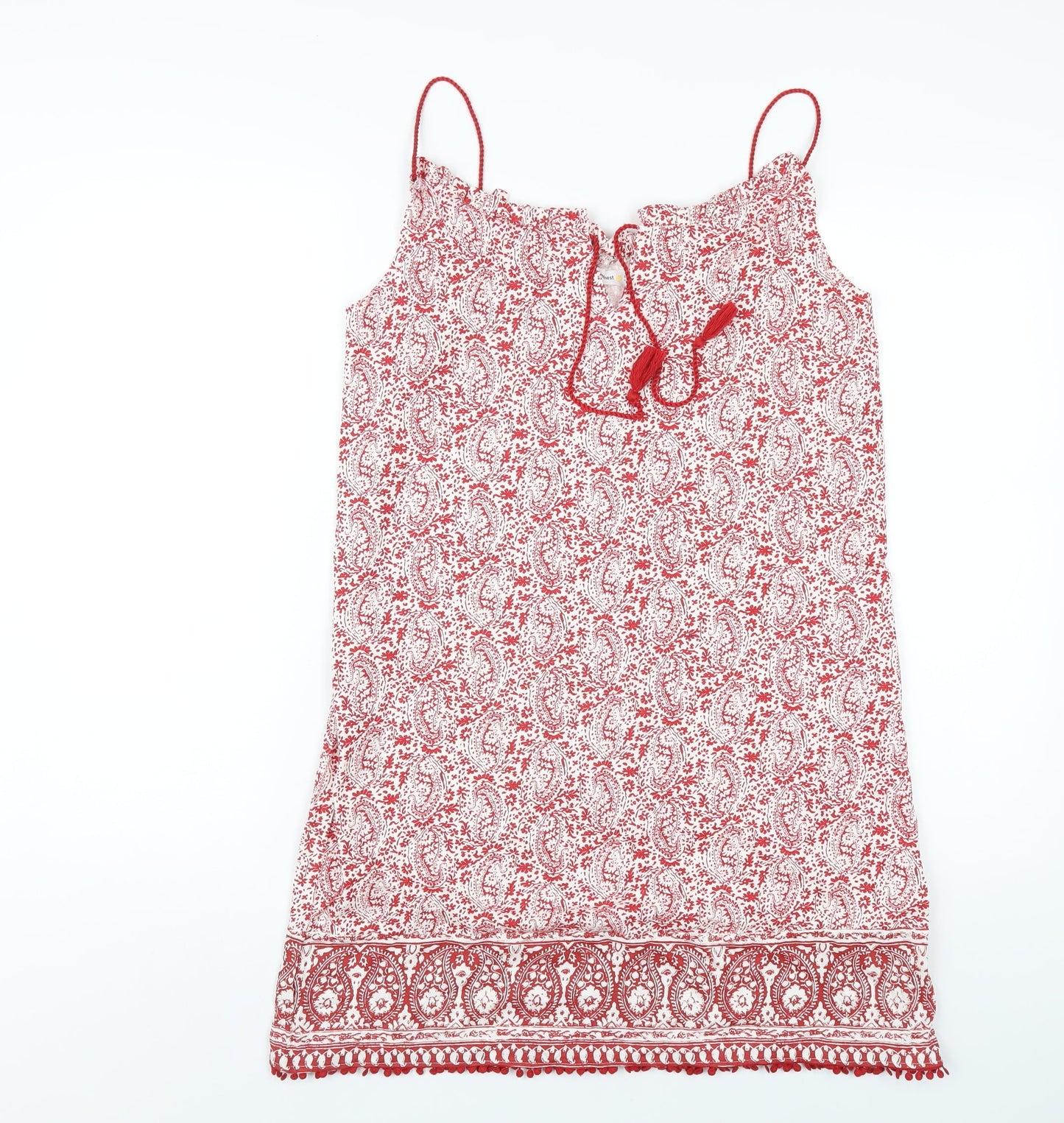 Honest Womens Red Paisley Cotton A-Line Size S Scoop Neck Pullover