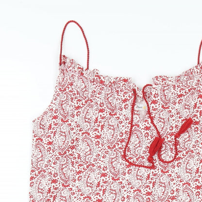Honest Womens Red Paisley Cotton A-Line Size S Scoop Neck Pullover