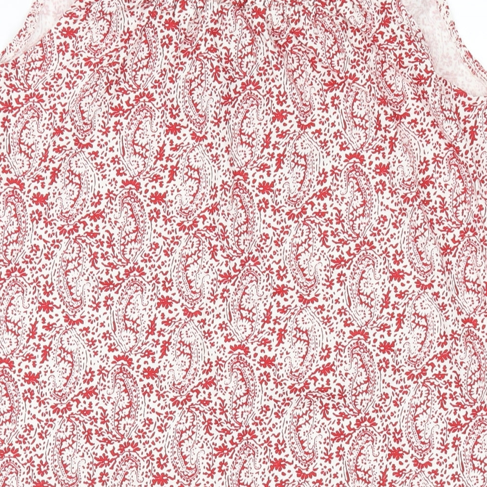 Honest Womens Red Paisley Cotton A-Line Size S Scoop Neck Pullover
