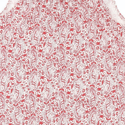 Honest Womens Red Paisley Cotton A-Line Size S Scoop Neck Pullover