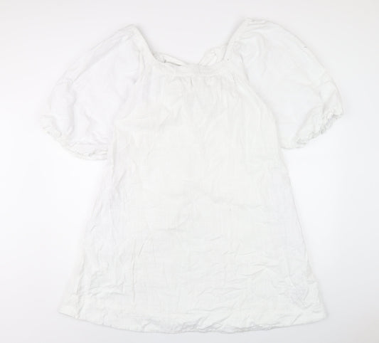 NEXT Womens White Cotton A-Line Size 10 Scoop Neck Pullover