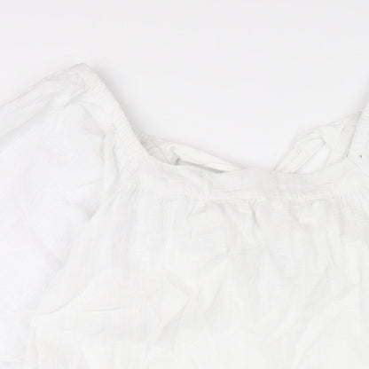 NEXT Womens White Cotton A-Line Size 10 Scoop Neck Pullover