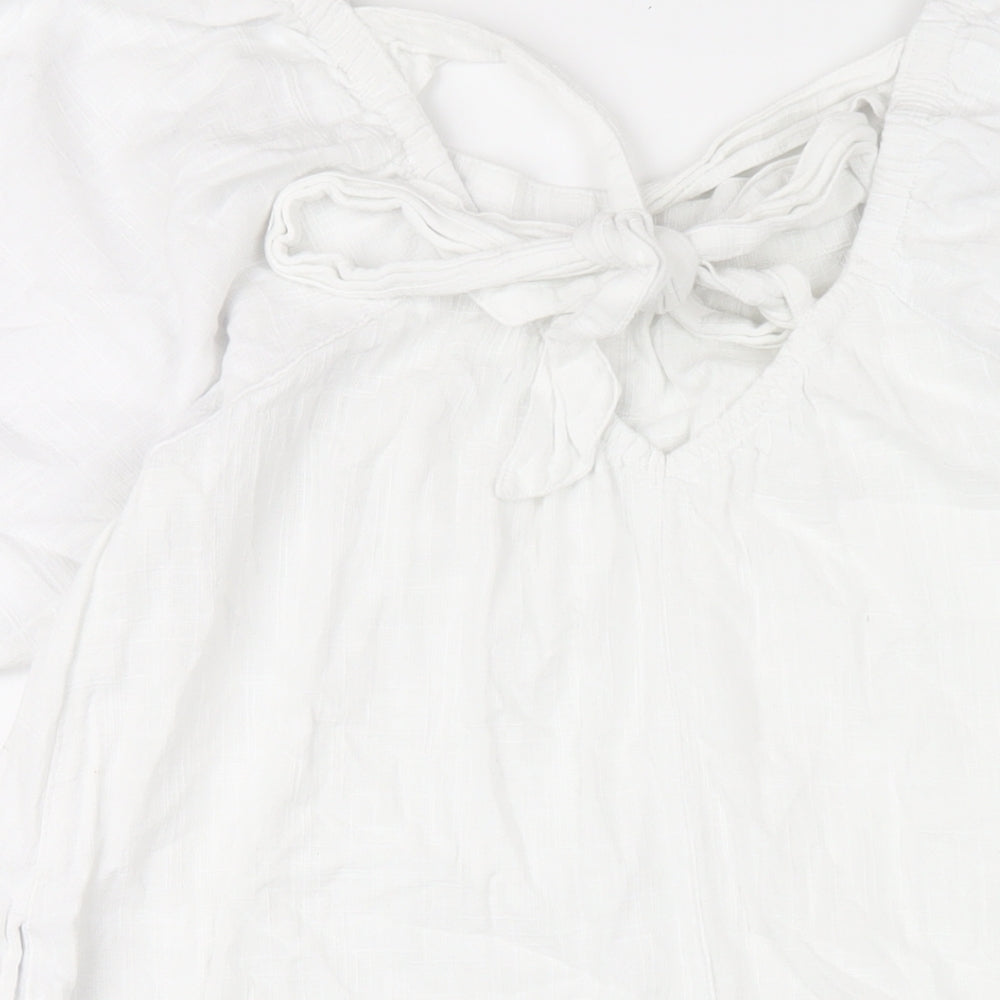 NEXT Womens White Cotton A-Line Size 10 Scoop Neck Pullover