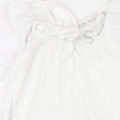 NEXT Womens White Cotton A-Line Size 10 Scoop Neck Pullover