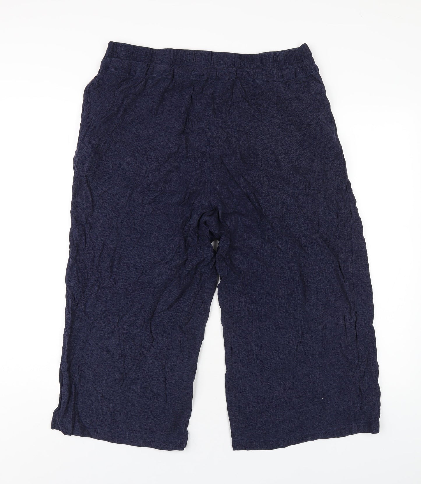 Monsoon Womens Blue Cotton Capri Trousers Size M L21 in Regular Button