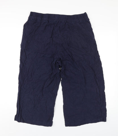 Monsoon Womens Blue Cotton Capri Trousers Size M L21 in Regular Button