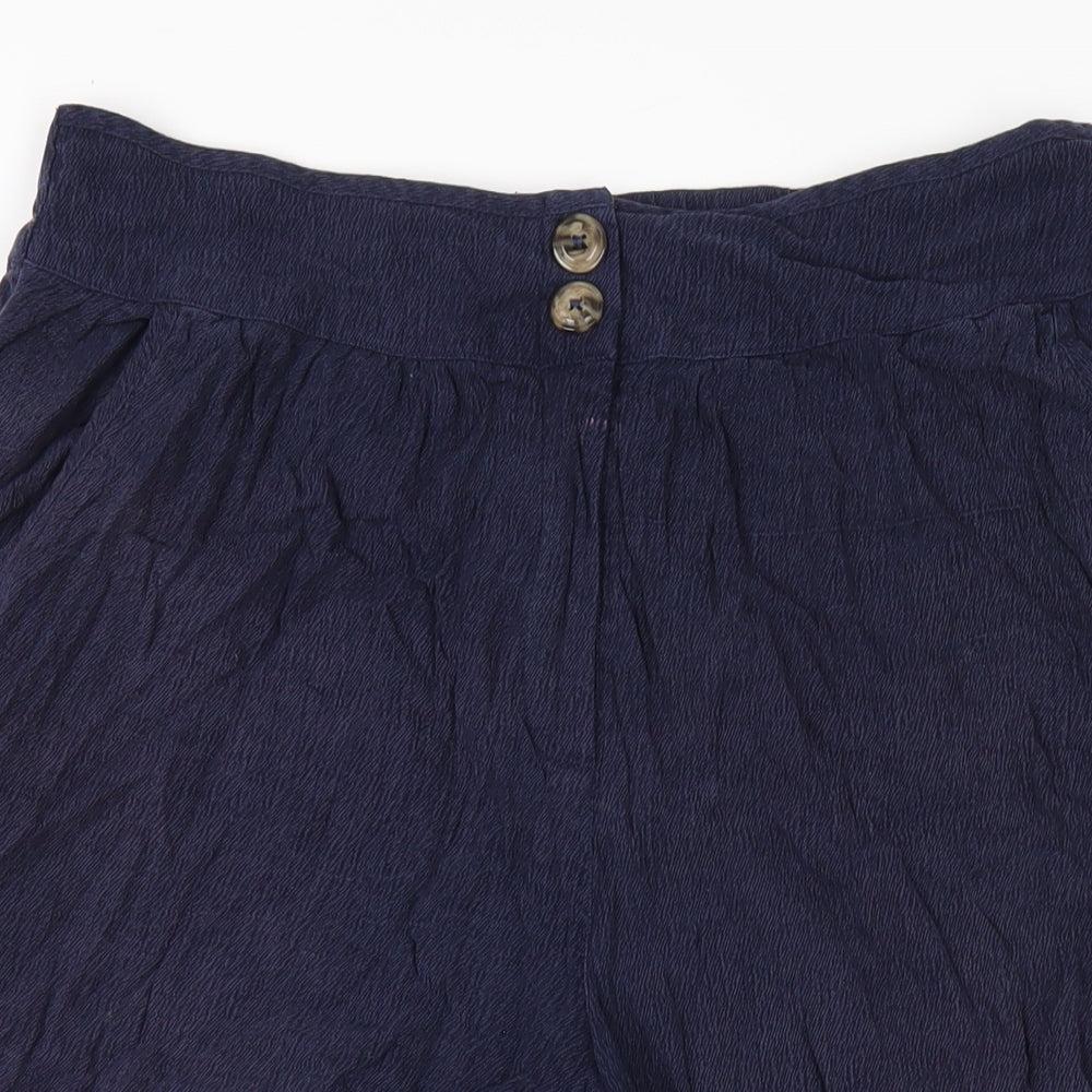 Monsoon Womens Blue Cotton Capri Trousers Size M L21 in Regular Button