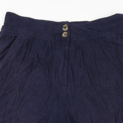 Monsoon Womens Blue Cotton Capri Trousers Size M L21 in Regular Button