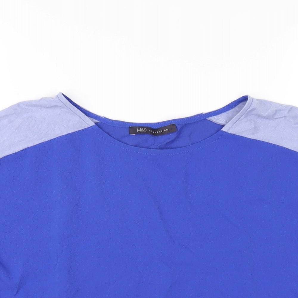 Womens UK Size 10 Marks and Spencer Blue Basic T-Shirt