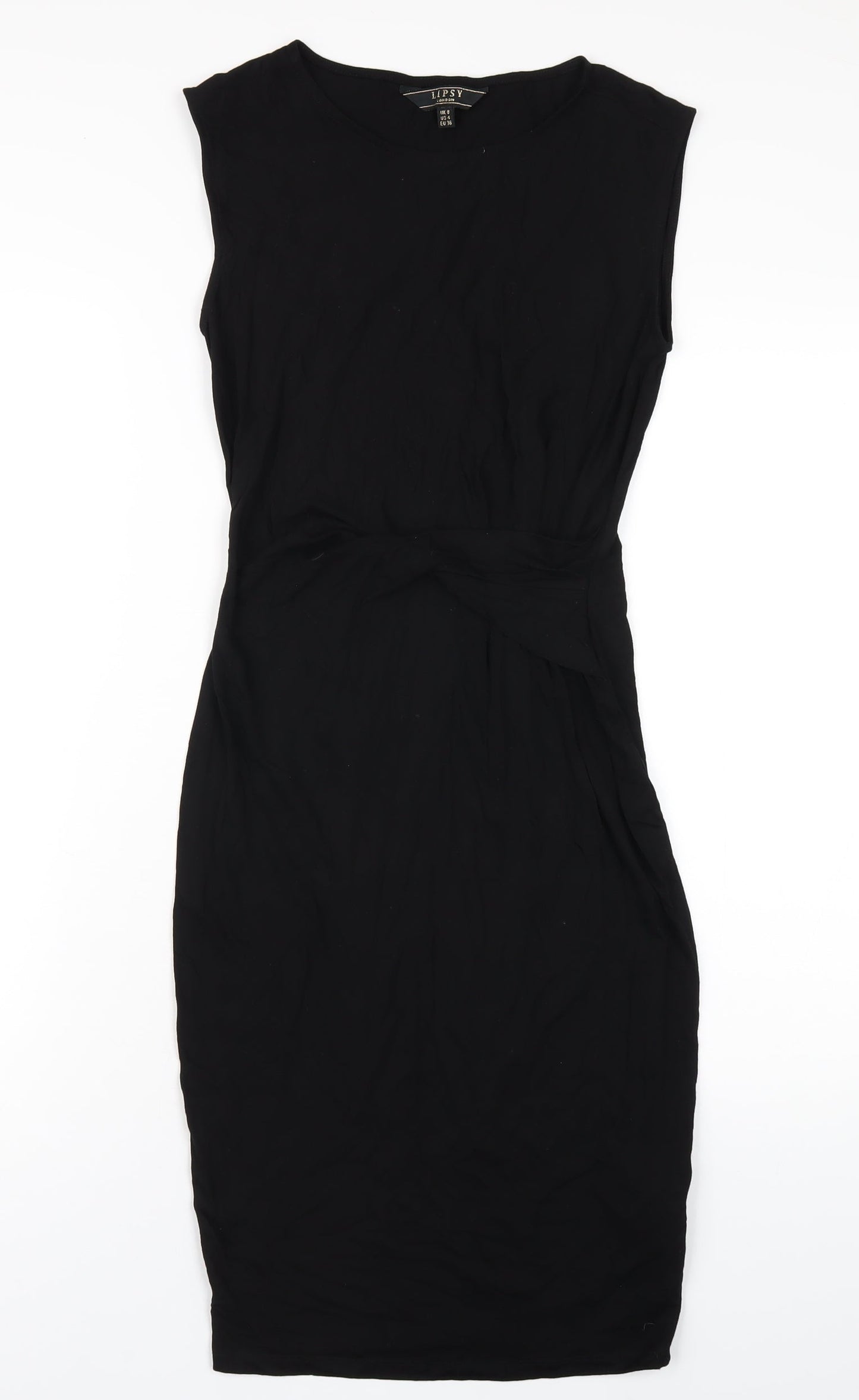 Lipsy Womens Black Viscose Bodycon Size 12 Round Neck Pullover