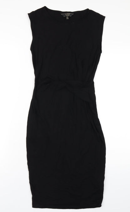 Lipsy Womens Black Viscose Bodycon Size 12 Round Neck Pullover