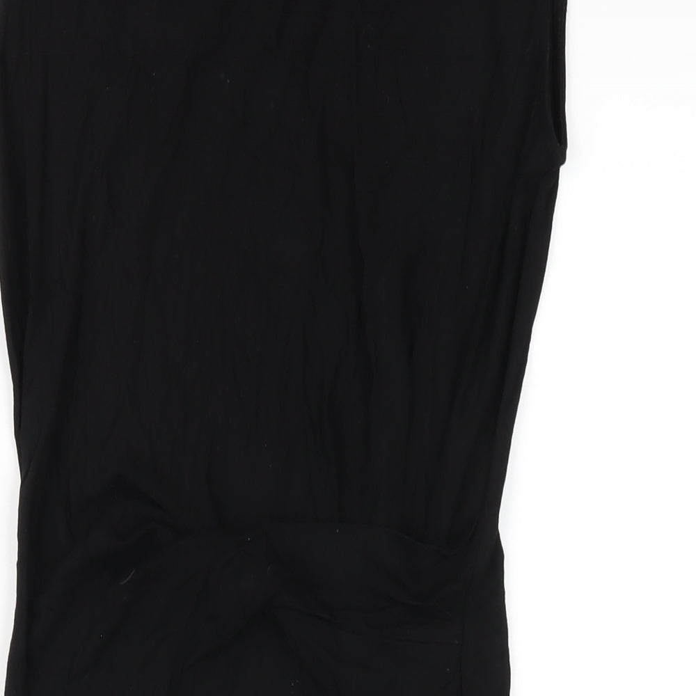 Lipsy Womens Black Viscose Bodycon Size 12 Round Neck Pullover