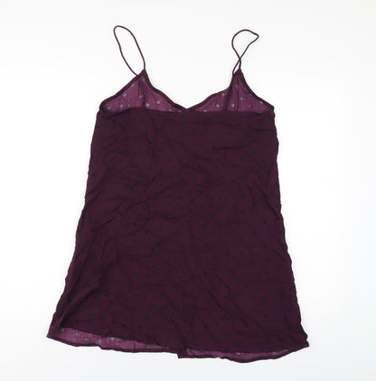 Motel Womens Purple Polka Dot Viscose Slip Dress Size S V-Neck Button