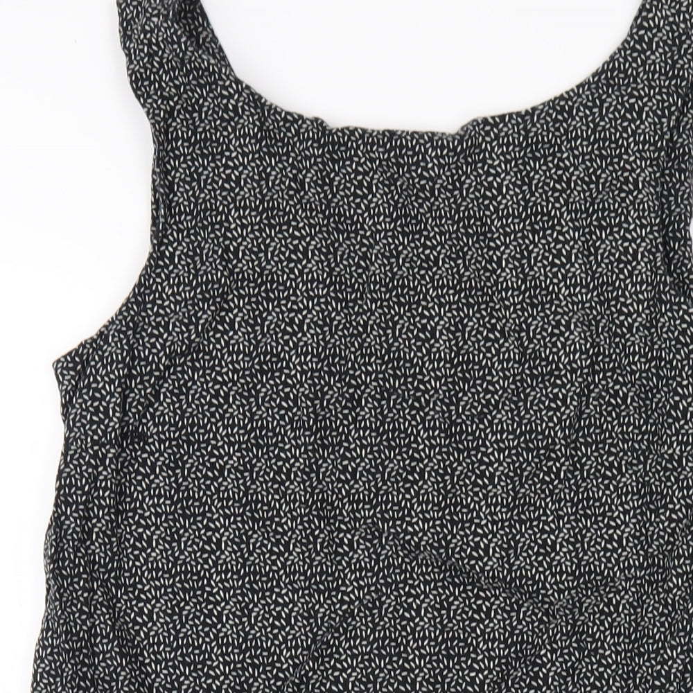 NEXT Womens Black Geometric Linen Tank Dress Size 8 Scoop Neck Pullover