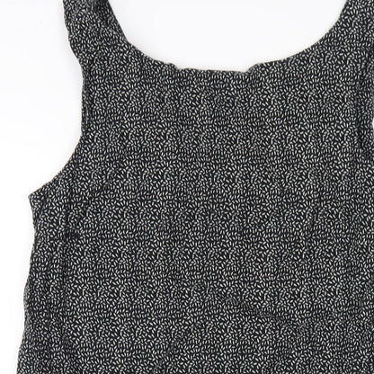 NEXT Womens Black Geometric Linen Tank Dress Size 8 Scoop Neck Pullover