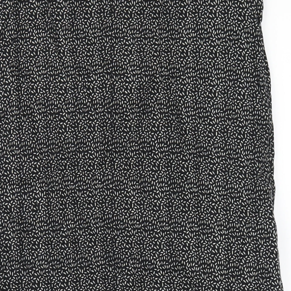 NEXT Womens Black Geometric Linen Tank Dress Size 8 Scoop Neck Pullover