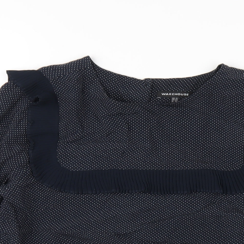 Womens UK Size 10 Warehouse Blue Basic Blouse