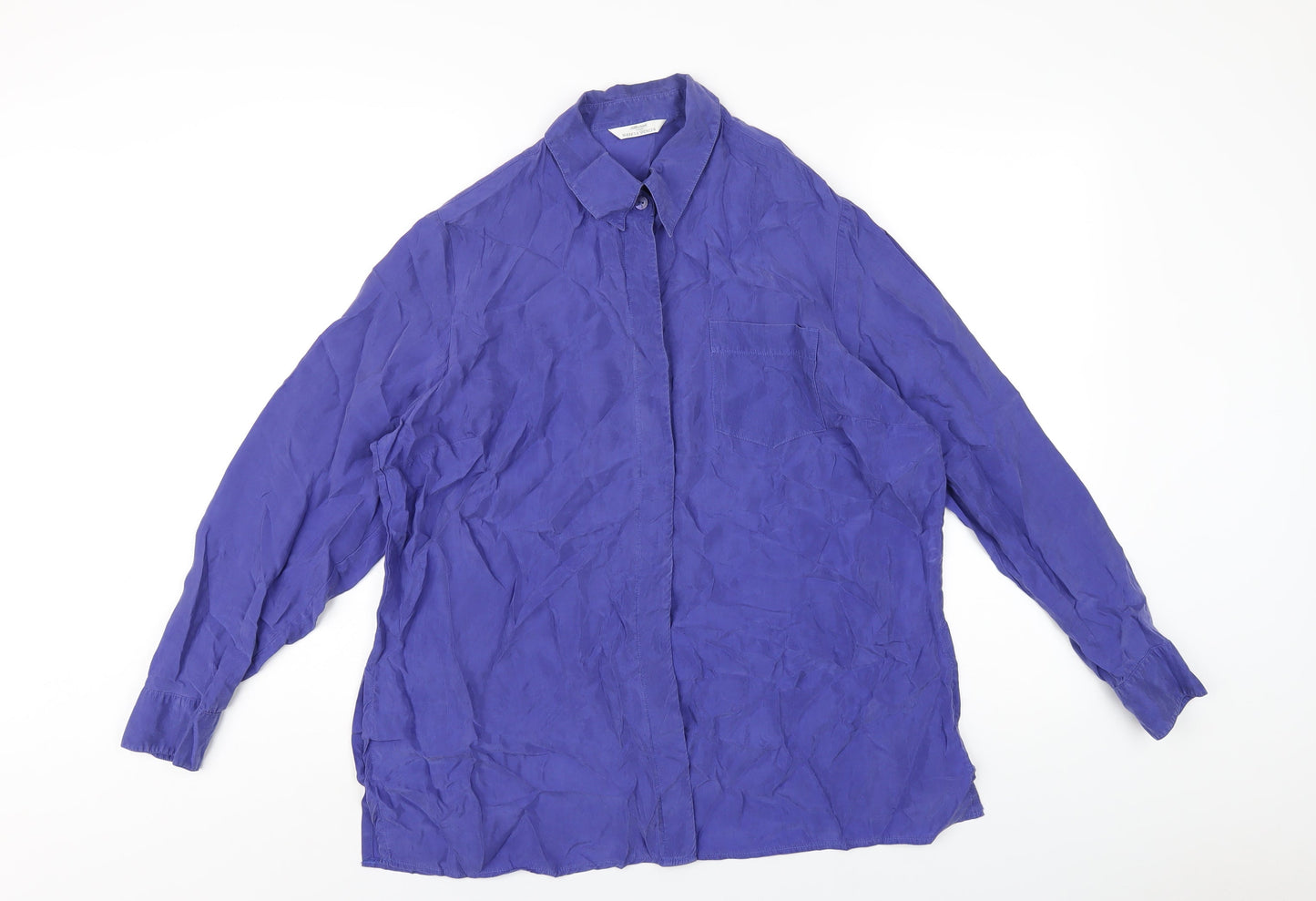 Womens UK Size 16 Marks and Spencer Blue Basic Button-Up