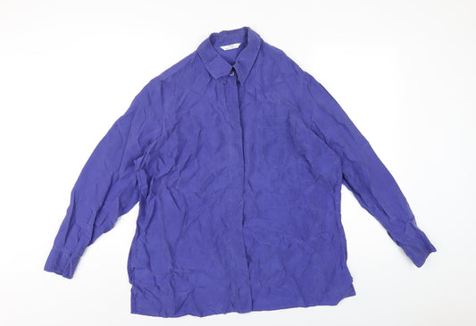 Womens UK Size 16 Marks and Spencer Blue Basic Button-Up