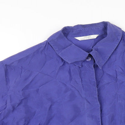 Womens UK Size 16 Marks and Spencer Blue Basic Button-Up