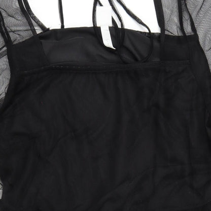 H&M Womens Black Polyester A-Line Size L Square Neck Pullover