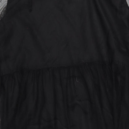 H&M Womens Black Polyester A-Line Size L Square Neck Pullover