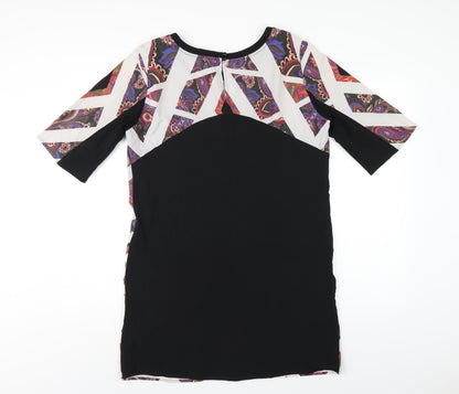 VERO MODA Womens Multicoloured Geometric Polyester T-Shirt Dress Size S Round Neck Pullover