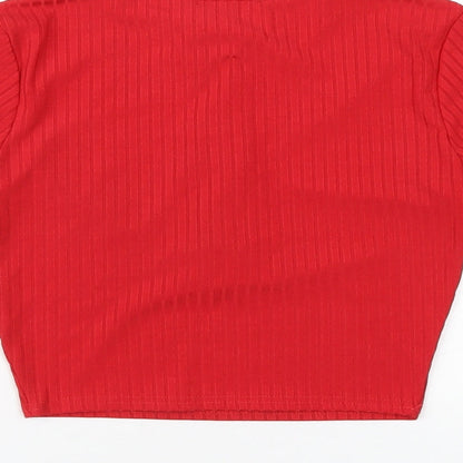 Womens UK Size 8 PRETTYLITTLETHING Red Cropped T-Shirt