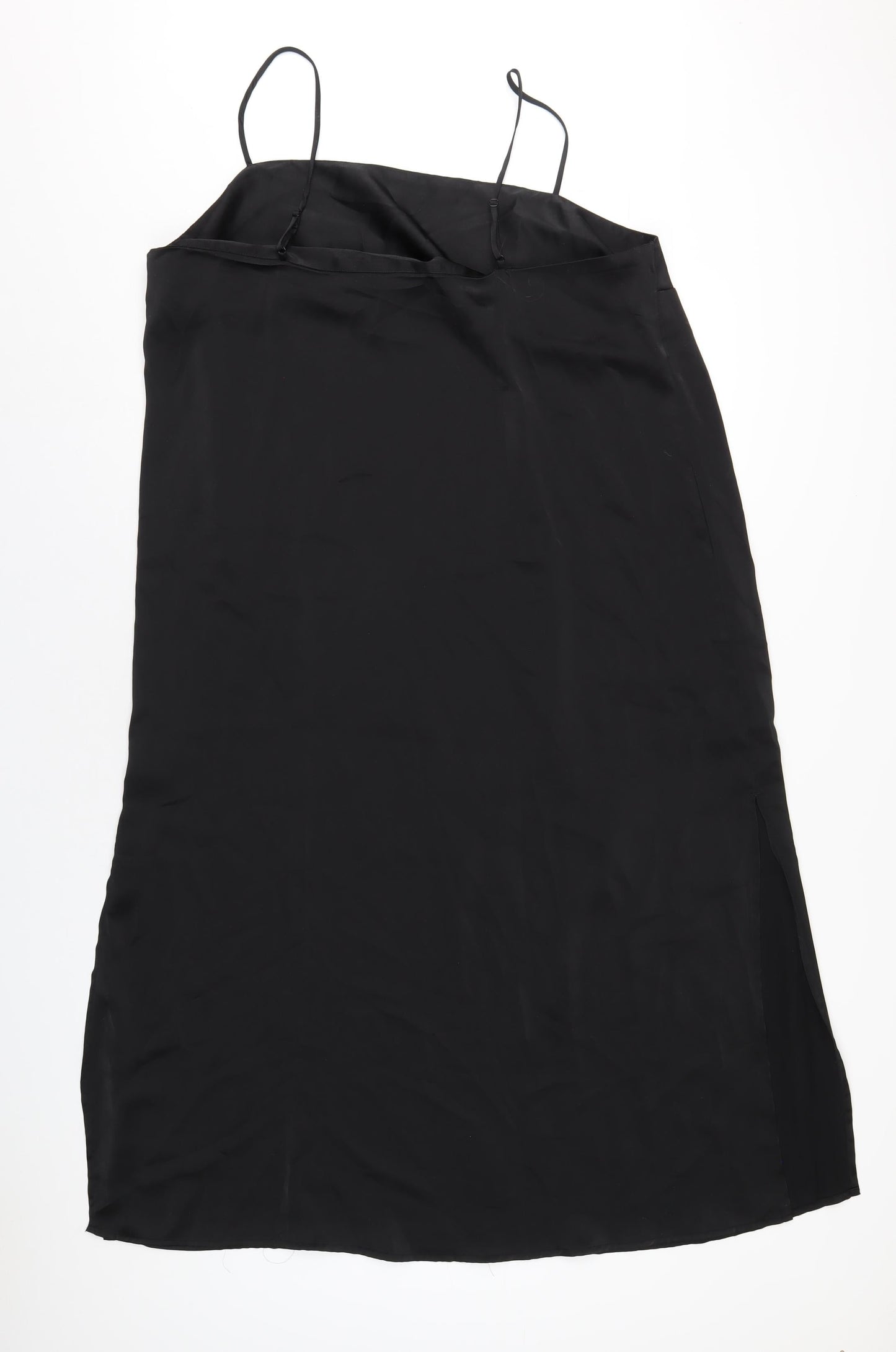 H&M Womens Black Polyester Slip Dress Size XL Square Neck Pullover