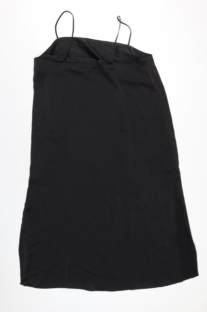 H&M Womens Black Polyester Slip Dress Size XL Square Neck Pullover