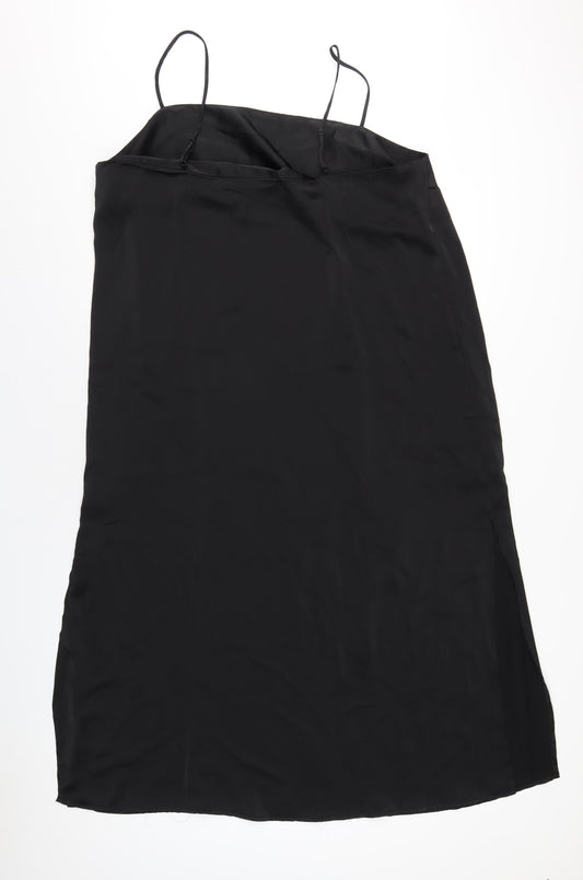 H&M Womens Black Polyester Slip Dress Size XL Square Neck Pullover