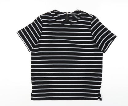 Womens UK Size S Mango Black Basic T-Shirt