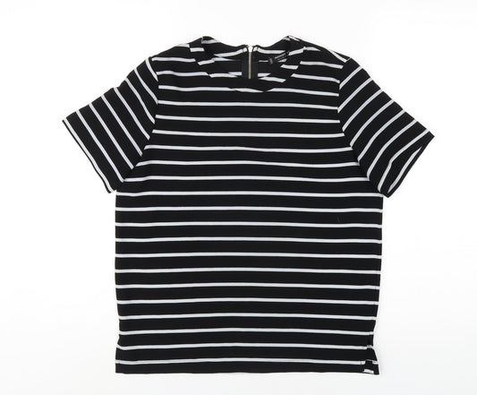 Womens UK Size S Mango Black Basic T-Shirt