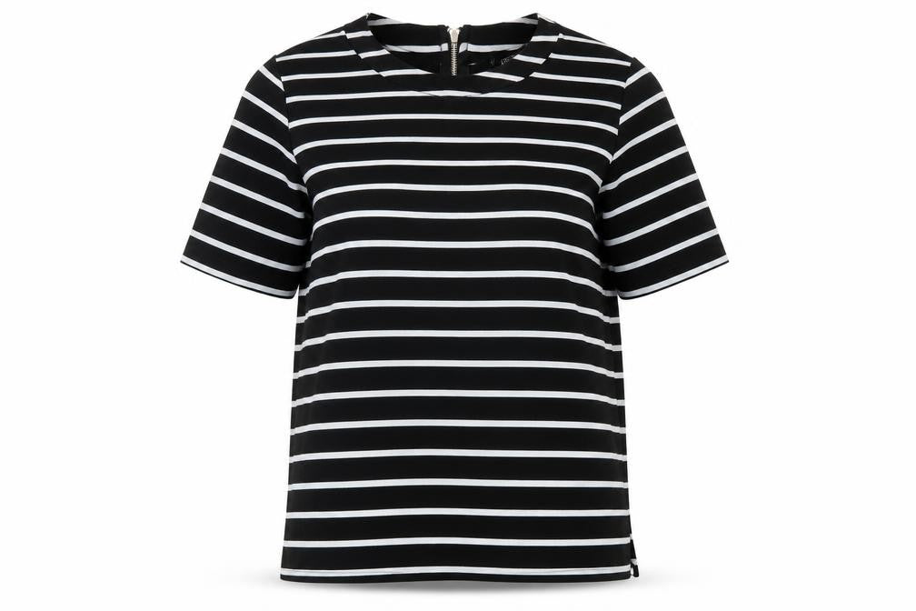 Womens UK Size S Mango Black Basic T-Shirt