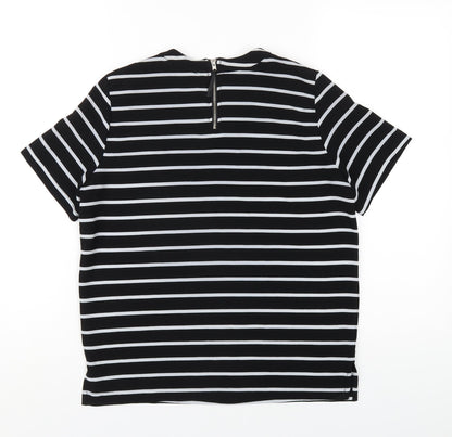 Womens UK Size S Mango Black Basic T-Shirt
