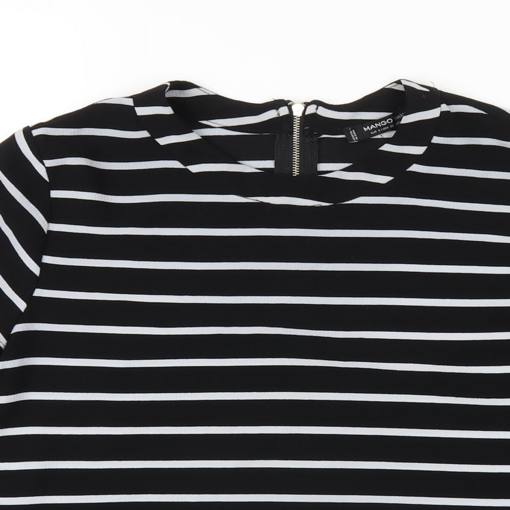 Womens UK Size S Mango Black Basic T-Shirt