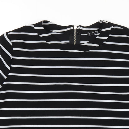Womens UK Size S Mango Black Basic T-Shirt