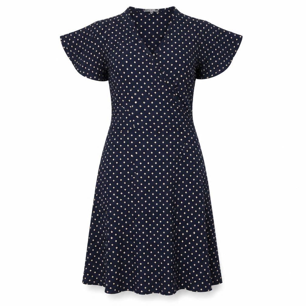 Principles Womens Blue Geometric Viscose A-Line Size 8 V-Neck Pullover