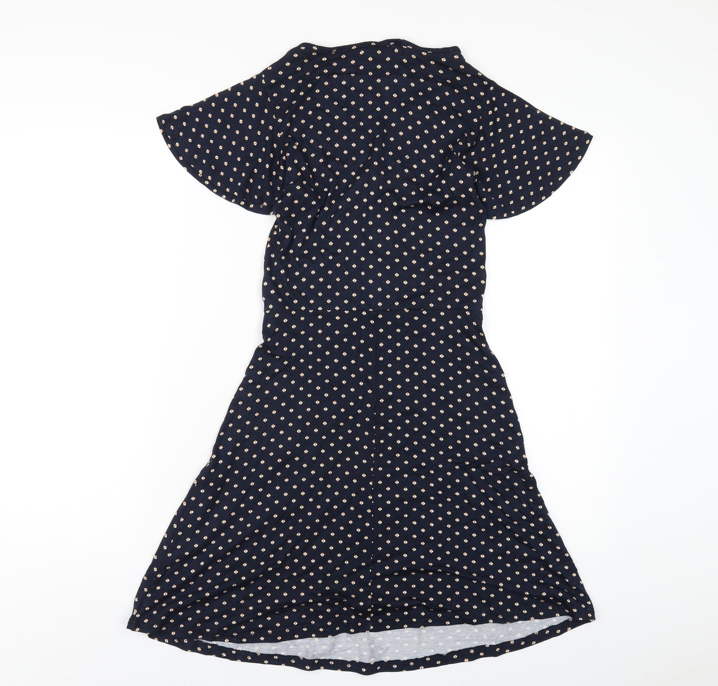 Principles Womens Blue Geometric Viscose A-Line Size 8 V-Neck Pullover