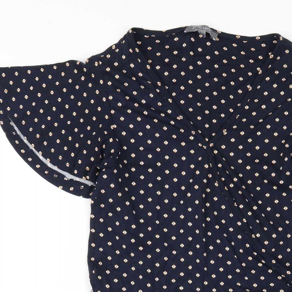 Principles Womens Blue Geometric Viscose A-Line Size 8 V-Neck Pullover