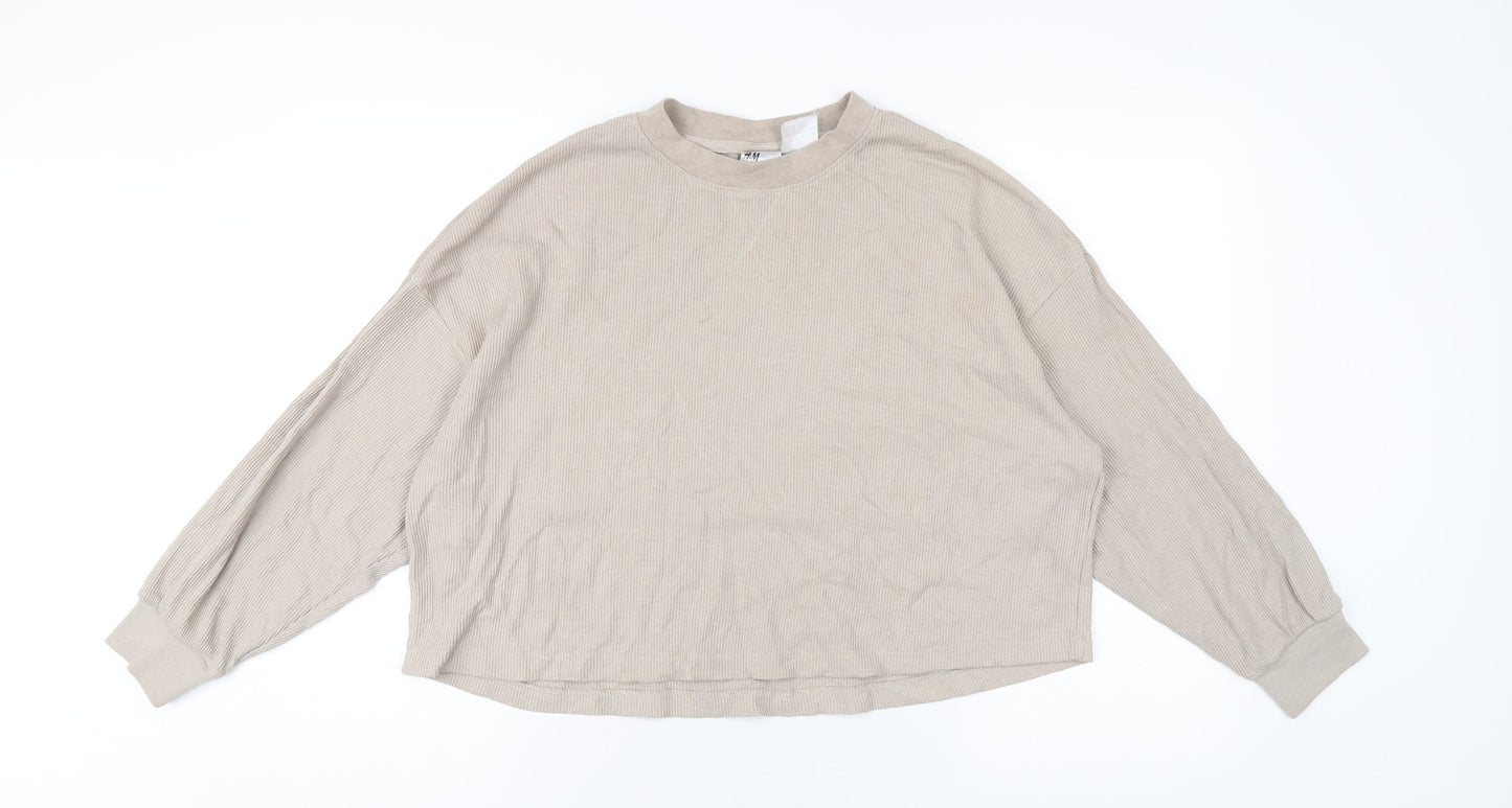 Womens UK Size M H&M Beige Cropped T-Shirt