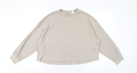 Womens UK Size M H&M Beige Cropped T-Shirt