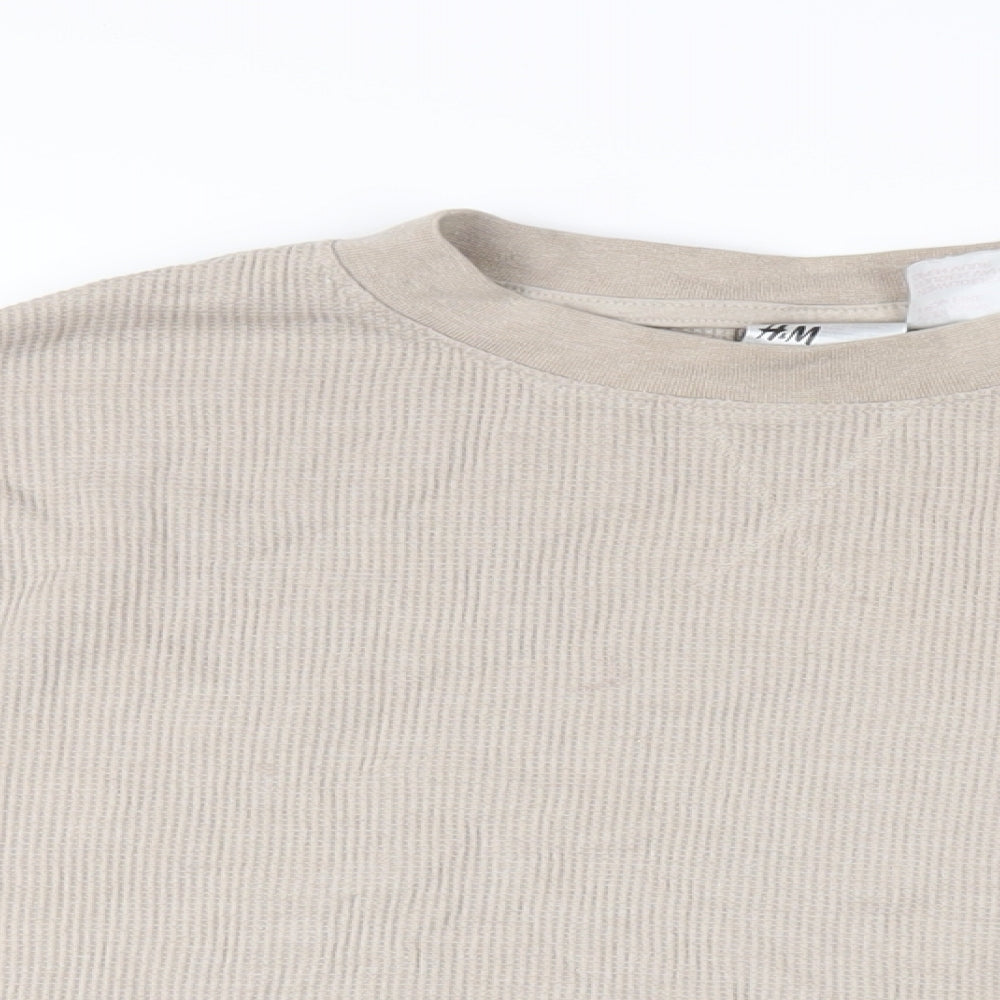 Womens UK Size M H&M Beige Cropped T-Shirt