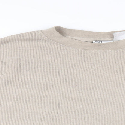 Womens UK Size M H&M Beige Cropped T-Shirt