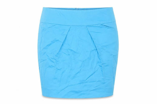 Front view of Red Herring women’s blue cotton straight & pencil skirt, size UK 12, zip