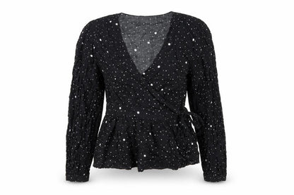 Womens UK Size S Gap Black Wrap Blouse
