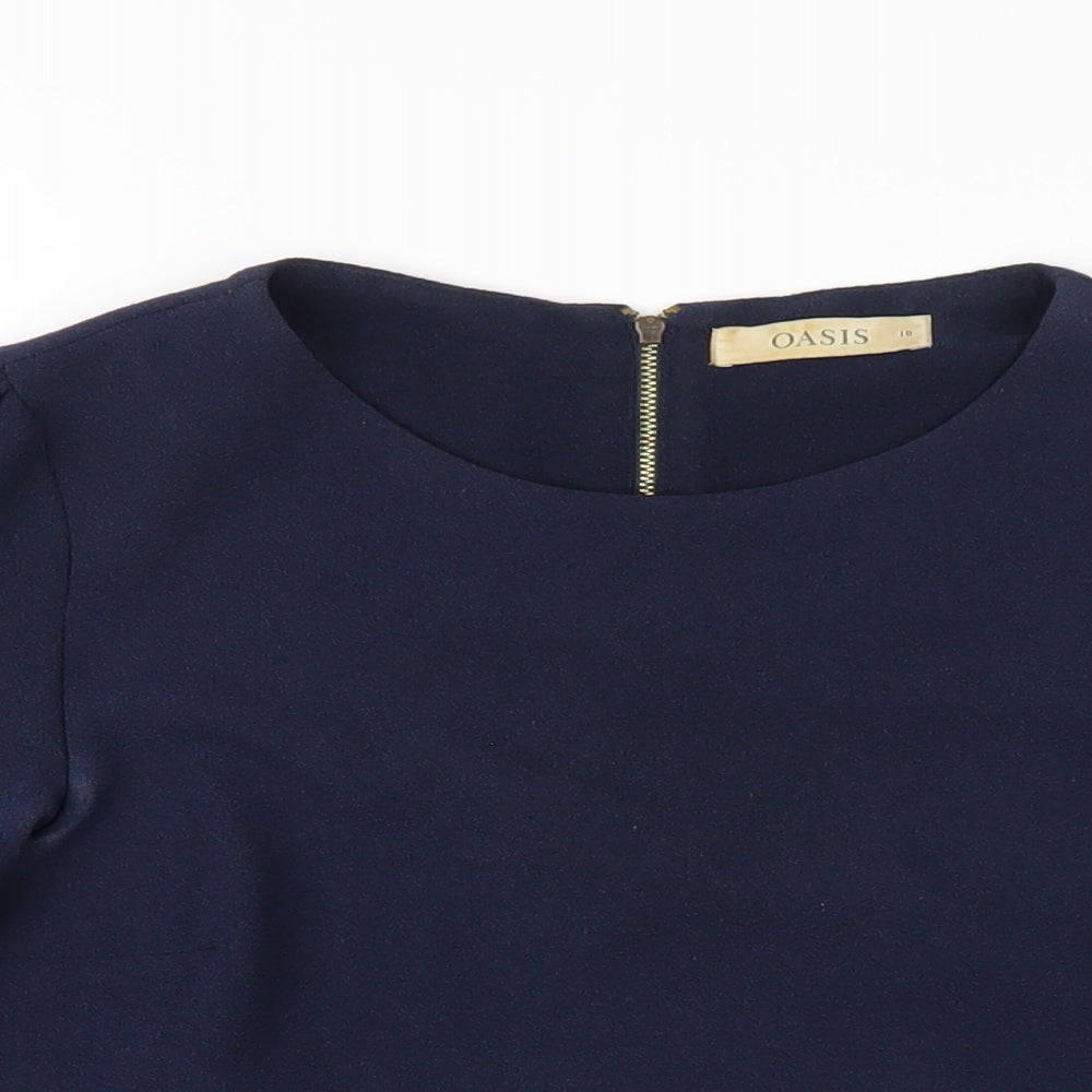 Womens UK Size 10 Oasis Blue Basic T-Shirt