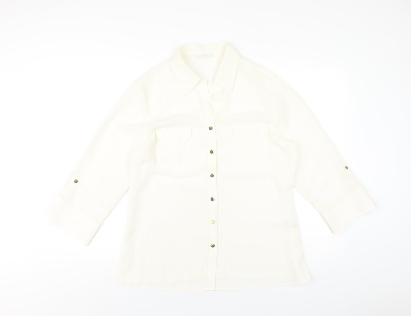 Womens UK Size 16 Marks and Spencer Ivory Basic Button-Up