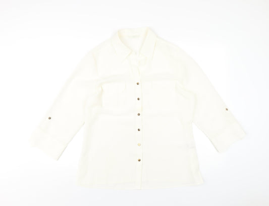 Womens UK Size 16 Marks and Spencer Ivory Basic Button-Up