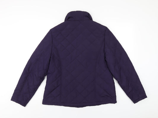 DASH Womens Purple Quilted Coat Size 12 Button